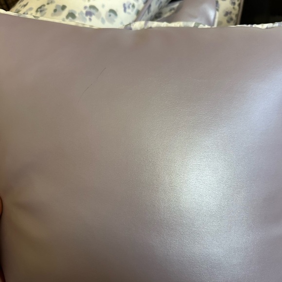 Lilac Pearl Faux Leather Throw Pillows - Picture 2 of 14